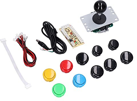 YYOYY Kits de joystick de jeu d'arcade, joystick 8 voies, encodeur USB zéro retard et 10 boutons pour MAME, kit de joystick d'arcade et de boutons pour machines d'arcade (couleurs mélangées (noir))