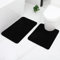 Homaxy Badezimmerteppich Set 2 teilig WC Vorleger mit Ausschnitt Set Badematte rutschfest Waschbar Hochflor Badteppich Mikrofaser Badvorleger Set – 50 x 60 cm + 51 x 76 cm, Schwarz