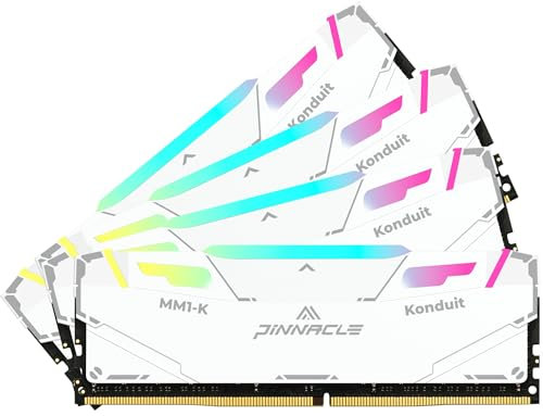 Timetec Pinnacle Konduit RGB DDR4 3200MHz PC4-25600 CL16-18-18-38 XMP2.0 Overclocking 1.35V Compatible for AMD and Intel Desktop Gaming PC Memory Module RAM (RGB White, 64GB KIT(4x16GB))