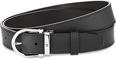 Montblanc Herren Wendegürtel mit hufeisenförmiger Dornschließe aus Leder in der Farbe Schwarz-Braun, Maße: 120cm x 3,5cm x 0,5cm, 128783