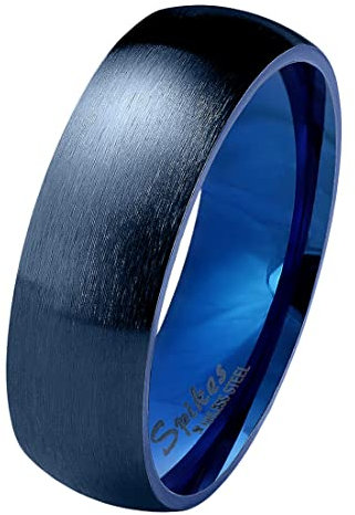 Taffstyle Herren Damen Band Ring Partnerring Edelstahl Verlobungsring Damenring Herrenring Matt Blau Größe 55 (17.5) Breit 6mm