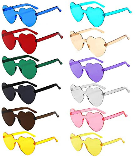 LURICO Herz Sonnenbrille, 12 Stück Herzförmige Party-Sonnenbrille, Mode Brillen Herz Sonnenbrille Lustige Partybrillen für Fasching Foto Requisiten Geburtstagsfeier Für Kinder und Erwachsene