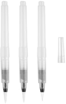 Pinceles Acuarela Recargables, Pincel de Agua con Depósito Rellenable, Rotuladores de Agua, Pluma Acuarela Pinceles Agua con Depósito Recargable Water Brush para Acuarela y Caligrafía, 3 Piezas