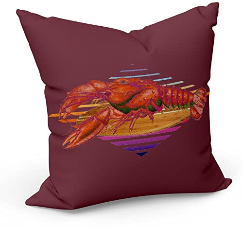 Fabulous Kissen Kissen mit Kissenbezug 40x40 cm Lobster Surf Collage Vintage Illustration Humor Funny Sea Creature Zoomer 80's