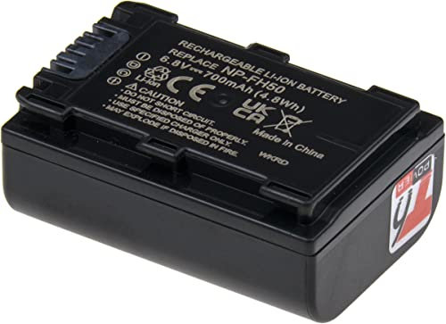 Batterie T6 Power pour caméscope Sony, numéro de pièce NP-FH40, Li-Ion, 6,8 V, 700 mAh (4,7 Wh), gris