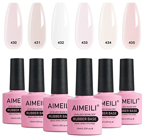 AIMEILI Rubber Base Gel Set 6pcs Rubber Base Coat Soak Off UV LED Nägel Unterlack Gel Nagellack Maniküre Kit 6 * 10ml - 44