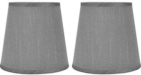 Kronleuchterschirme Lampenschirme 2er Set, Lampenschirm E14 Uno Fitter Bell Lampenschirme für Hängelampe Tischlampe Stehlampe Ersatz(Grau)