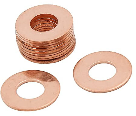 A ABSOPRO Cuivre Rondelle M8 x 18mm x 1mm Plat Anneau Joint étanchéité (Ensemble de 10)