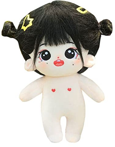 niannyyhouse 20 cm große Plüschpuppe, schwarzes Haar, Mädchen, humanoider Stoffkörper, kein Attribut, 20,3 cm, normaler Körper, tragbare Kleidung, Verkleidungsgeschenke (a-4 mit Skelett)