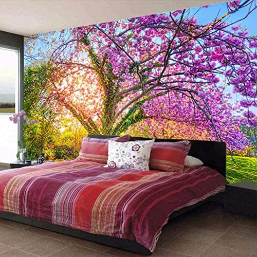 Fototapete Selbstklebende Tapete Hotel 3D Schöner Kirschbaum 400 X 280 Cm Abziehen Und Aufkleben, Wandposter, Tv-Hintergrund, Wandaufkleber, Wandkunstdruck, Bilddesign, Moderne Wandaufkleber, Heimwan