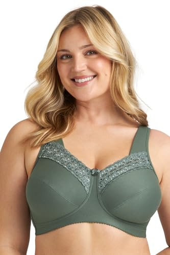 Miss Mary of Sweden Broderie Anglaise Women's Non-Wired Comfort Cotton Bra Green, 48DD