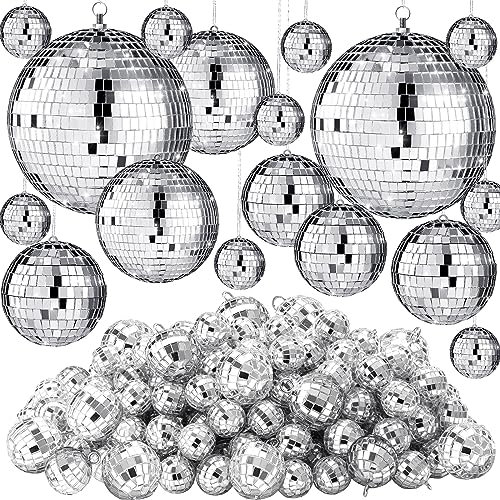 200 Stück Discokugeln Ornament Mini Discokugeln Kleine Spiegel Silber Hängende Dekorationen Reflektierende Discokugel für 70er Jahre Disco Motto Party Weihnachtsbaum Geburtstag Hochzeit (1, 2, 3, 4,