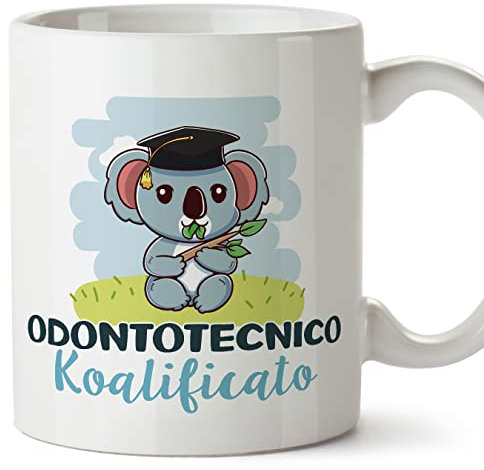 Mugffins Tazza in ceramica per ODONTOTECNICO uomo 11 oz / 350 ml - In italiano - Koalificato/Koalificata - Idea regalo per compleanno, anniversario, natale, laurea