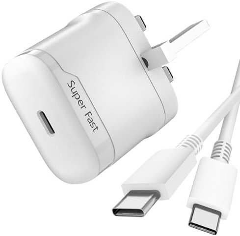 Newding 25W for Samsung Super Fast Charging, USB C Charger for Galaxy S25 S24 S23 S22 S21 S20 FE Plus A56 A55 A54 A53 A36 A35 A34 A33 A26 A25 A16 A15 A14 A06 A05s M16 M06, Type C Plug UK Wall Charger