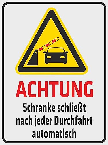 Indigos UG Aufkleber Achtung! Schranke schließt nach jeder durchfahrt automatisch 400x300 mm Hotel, Firma, Schutz, Kita, Arzt, Praxis, Wohnung Sicherheit Warnung