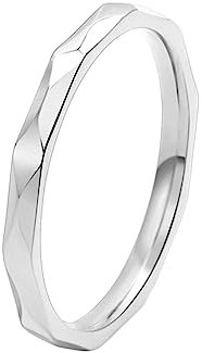 Ayoiow Titan Damen Ringe 2MM Silber Verlobungsringe Damen Rhombus