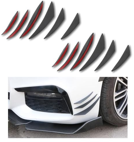 Ygapuzi 12 Stück Universelle Spoiler Canards Kit - Personalisierte Halbmond Front Stoßstange Lippen Splitter Körper Dekoration Aufkleber Zubehör für Auto SUV LKW (Kohlefaser)
