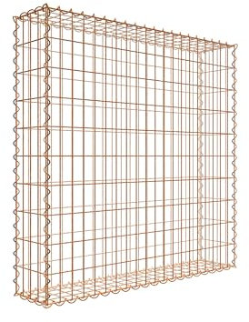 Gabion rouillé 100 cm x 100 cm x 20 cm (L x H x P), maille 5 cm x 10 cm, spirale