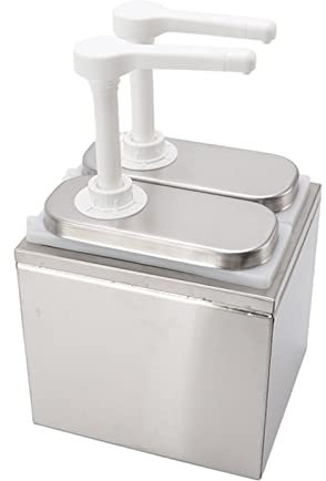 Saucenspenderpumpe, 35 Ml, Gewürzpumpenstation, Saucenspenderpumpe, Gewürzpumpenstation aus Edelstahl für Salatmarmelade, Gewürzsauce (1L Doppelpumpe)