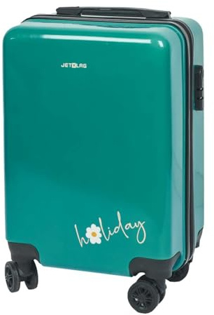 JET LAG, VO0009, Holidays Green Kabinenkoffer 28L, Fassungsvermögen 28L, 360° drehbare Räder, sicheres Code-Vorhängeschloss, widerstandsfähiges Polycarbonat, Elegantes und funktionales Design