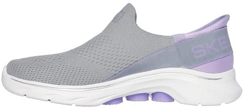 Skechers, GO Walk 7 MIA Mujer, Gray Textile/Lavender Trim, 38 EU
