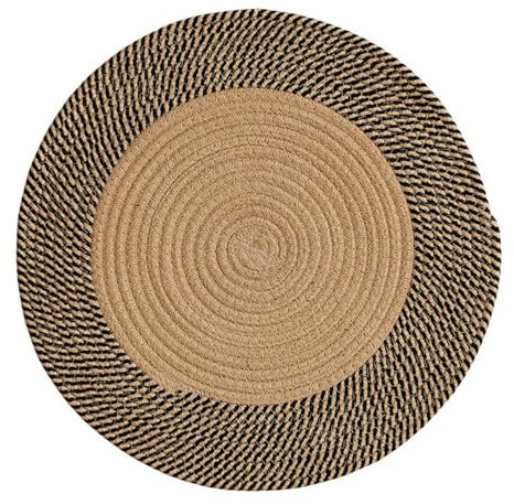 Herfair Teppich Handgefertigt Kurzflor Wohnzimmerteppich Juteteppich Handwebteppich Läufer Schlafzimmer Flur Geflochtene Jute Rund Handgewebter runder Jute Teppich groß Teppich (100cm)