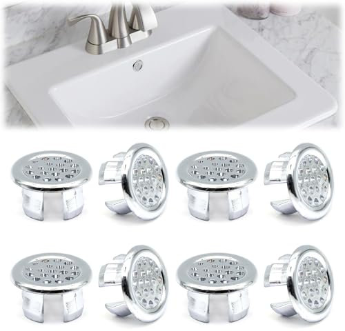 ZOCONE 8 Piezas Embellecedor Lavabo Agujero, Anillo Desbordamiento Lavabo, Embellecedor Rebosadero Lavabo, Anillo Hueco Agujero Redondo Tapa Rebosadero Lavabo Inserto para Fregadero, Baño, Cocina