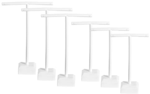 PATIKIL Earring Display Stands, 6pcs Earring Holder Earring Stand Storage Organizer Acrylic Necklace T Rack for Jewelry Photography Necklace,White