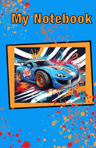 Paintball Racing Car Note Book 5.5 x 8.5 colourful lines