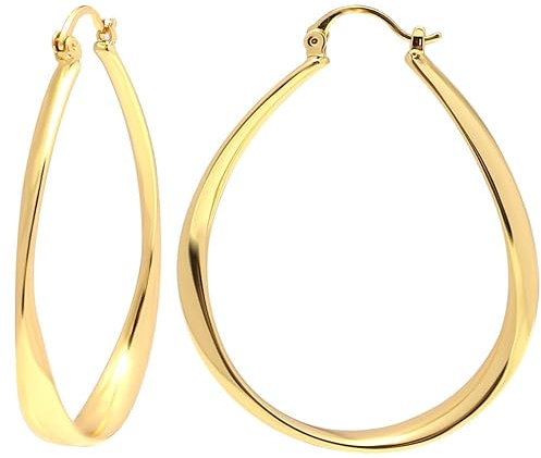 JUPELI Ohrringe,leichte creolen gold creolen gold groß Ovale Creolen für Frauen Hypoallergen Kreis Creolen