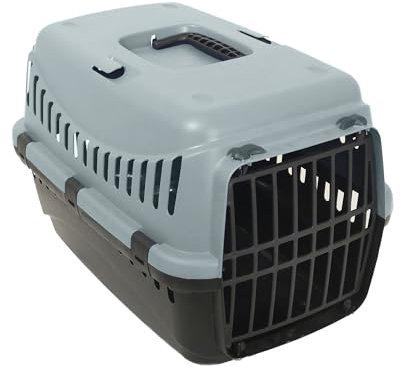 Rosewood Eco Line Recycled Plastic Pet Carrier for Travel - Ice Blue/Black - Medium