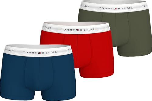 Tommy Hilfiger 3P Trunk Um0Um02761, Boxer, Uomo, Rosa (DP Indgo/Prm Rd/Utlty Olv), M