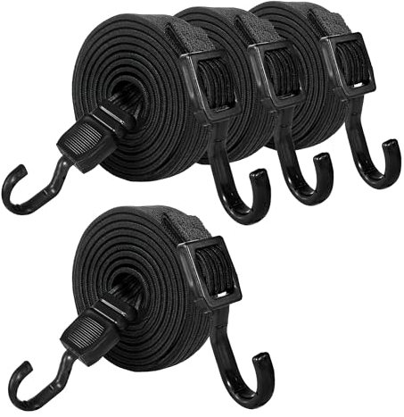 INCETUE Verstellbar Spanngummi mit Haken, 200cm Lang Spanngurte 4er Set, Flach Expander mit Metallhaken, Extra Stark Gepäckspanner Gummiseil, Spanngurte für Sonnensegel, Garten, Fahrrad, Auto, Tarps -