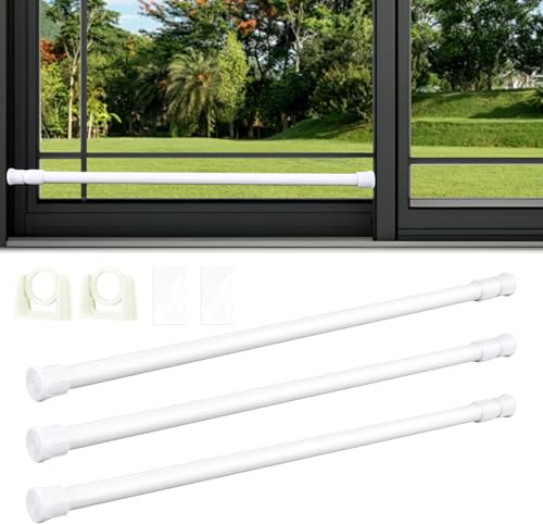 Paquete de 3 barras de seguridad ajustables para ventana, barra de seguridad para ventana deslizante con puntas de goma, barras de seguridad para ventanas interiores que se extiende de 15.8 a 27.6