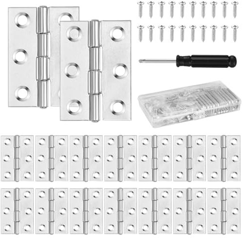 22 Pz Cerniere per Legno Pesanti, 44mm Cerniere per Porte Interne Esterne, Cerniere Porte Acciaio Inox, Cerniera per Ante, Cerniere per Mobili Finestre Armadi Cassetti Ante di Armadi, con 132 Viti