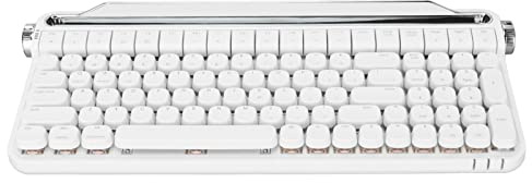 Brilluxa Mechanical Keyboard, Typewriter Style Keyboard, Retro Gaming Keyboard, Red Switch 100 Key RGB Backlight Keyboard, BT5.1 Wireless Keyboard, Vintage Keyboard for Android iOS PC (White)