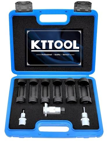 KTTOOL Strut Nut Socket 16mm 18mm 19mm 21mm 22mm 24mm with Suspension Strut Knuckle Spreader 5.0 – 10.5 mm Tool with12 Point 1/2 Drive Suspension Strut Spreader Socket 9pc Shock Absorber Tool