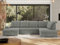 MKS MEBLE Sofa U-Form Grau Struktur, Wohnlandschaft U-Form, Sofa mit Schlaffunktion und Bettkasten, Schlafsofa mit Bettkasten, Couch mit Schlaffunktion - Grau Struktur - Madrito