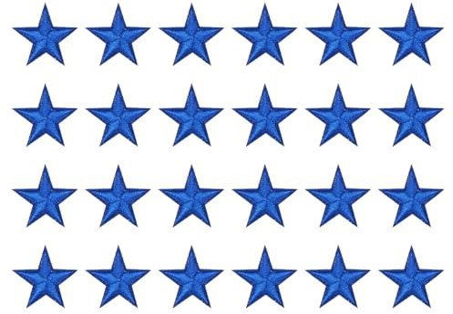 sourcing map 24 Pcs 5Star Patches Iron on Patches, Blue Sew Embroidered Patches Appliques Embellishments 1.1IN Repair Patch for DIY Garment Craft Backpack Clothes Gift Decorations