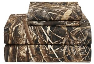VISI-ONE Realtree Max-7 Twin Camo 3-teiliges Bettlaken-Set, leicht, kühlend, knitterfreie Mikrofaser, 38,1 cm tief, Unisex, rustikaler Western-Stil, Bauernhaus-Stil für Zuhause, Wohnmobile und