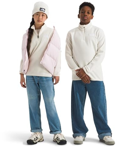 The North Face Kids Glacier 1/4 Zip Pullover Jacket, White Dune, 10 Years