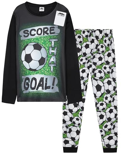 CityComfort Boys Pyjamas Long PJs Set Teens Football Nightwear Comfy Loungewear Soft Sleepwear Gifts for Boys (13-14 Years, Multi Football)