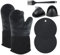 Gants de Four,Maniques, Set de 6 Gants de Cuisine en Silicone, résistants à la Chaleur jusqu'à 230 °C – Parfaits pour Barbecue, pâtisserie et Four (Noire)