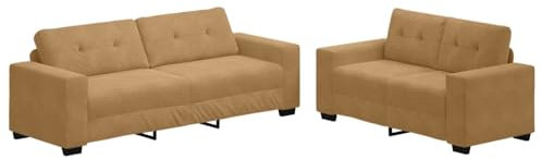 vidaXL 2-teiliges Sofaset mit Kissen in Dunkelgrün | Modernes Wohn-Set für Dein Wohnzimmer, schmutzabweisend, abnehmbare Bezüge, bequem für bis zu 5 Personen, gepolstert und rechteckig