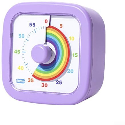 Eawfgtuw Temporizador visual para gestión del tiempo, para niños con autismo, TDAH, aula, oficina en casa, reloj de cuenta regresiva para enseñar trabajo, reuniones, temporizador Pomodoro (púrpura)