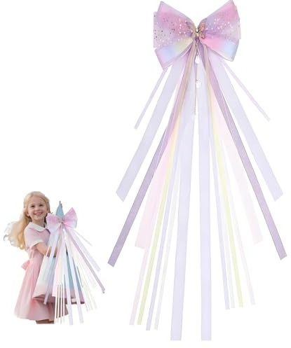 Schleife Schultüte Mädchen Lila 60×20cm mit Schmetterling zur Einschulung | Fertig arrangierte Schultütenschleife mit Glitzer, ideal als Zuckertütenschleife und Schulanfang Deko.