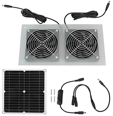 Pongnas Solarfan, Solarfan für Chicken Coop Solar Powered -Lüfter mit IP65 und Ball Beas 15W Solar Panel Angetriebene Lüfter für Hühnchen -Stall Gründungshäuser Schuppen Tierhäuser
