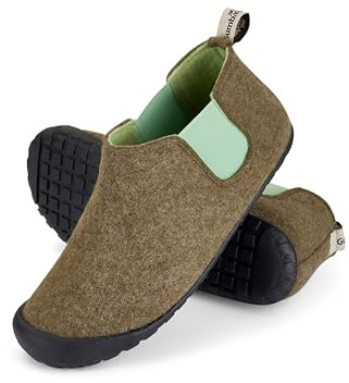 Gumbies Brumby Boot Slippers for Indoors and Outdoors, Eco-friendly Felt Uppers, Elasticated Sides, Recycled Rubber Outsoles - Comfort Guaranteed - Moss & Pistachio [EU 42]