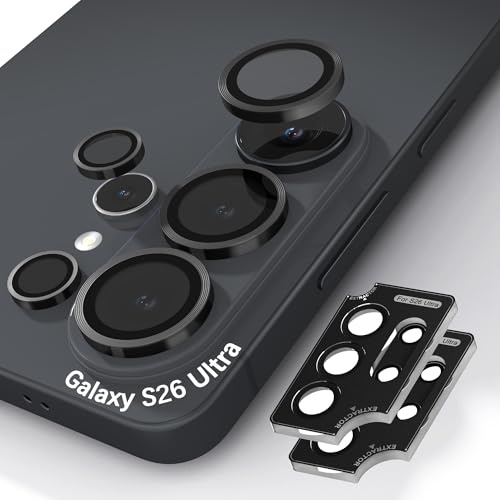 Orzero 2 Pack Camera Lens Protector for Samsung Galaxy S26 Ultra, Black | Easy install tray, case-friendly, 9H tempered glass, CD pattern lens cover, HD clarity, anti-glare, anti-scratch