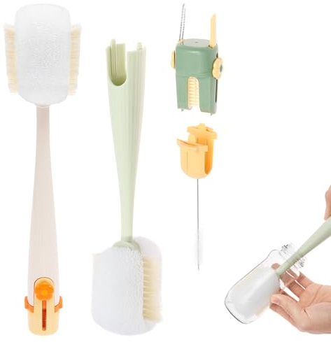 FOPPLA 5 in 1 Multifunctional Bottle Cleaning Brush Set with Nylon Bristles and Silicone Sponge, 2-Pack, Straw Cleaner and Gap Scrubber Kit for Water Bottles, Tumblers,Baby Bottles,Home Kitchen Travel